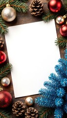 Festive Top View Composition with Blank Space for Winter Design