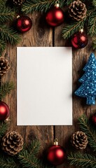 Warm Festive Background with Pine Cones and Ornaments for Holidays