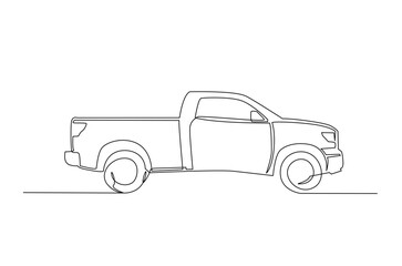 Old Pickup Truck in continuous one line drawing. Single line art illustration of Vintage Pick Up Truck. Editable vector.