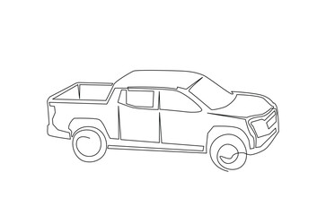 Old Pickup Truck in continuous one line drawing. Single line art illustration of Vintage Pick Up Truck. Editable vector.