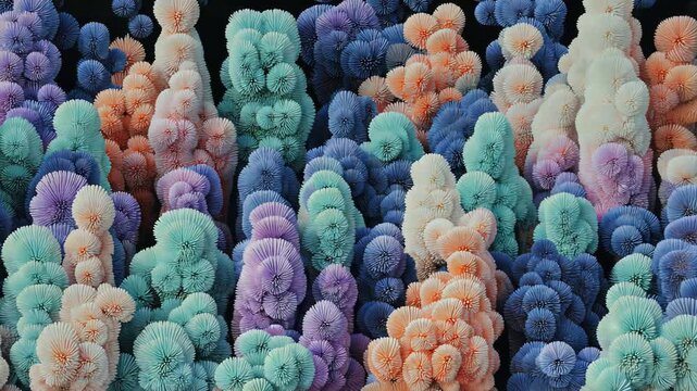 Microscopy Close-Up: Abstract Colors and Patterns in Microbiology and Nanotechnology 3D Representation