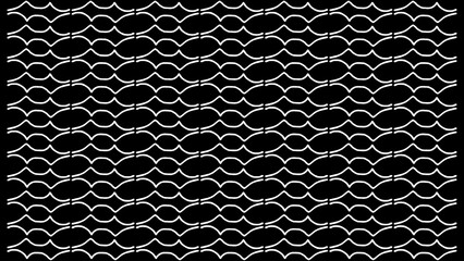 Seamless Abstract Wavy Lines Pattern, White on Black Repeating Background