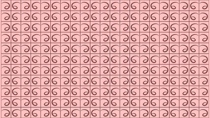 Seamless Geometric Grid Pattern with Abstract Spiral Motifs, Dusty Rose and Pale Pink Tonal Background