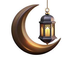 Ramadan Kareem crescent moon and lantern for Islamic eid al adha mubarak religious decoration
