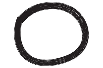 Black hand drawn circle isolated on transparent backdrop