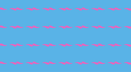 Seamless Simple Abstract Wavy Stripes Pattern, Hot Pink on Bright Blue Background