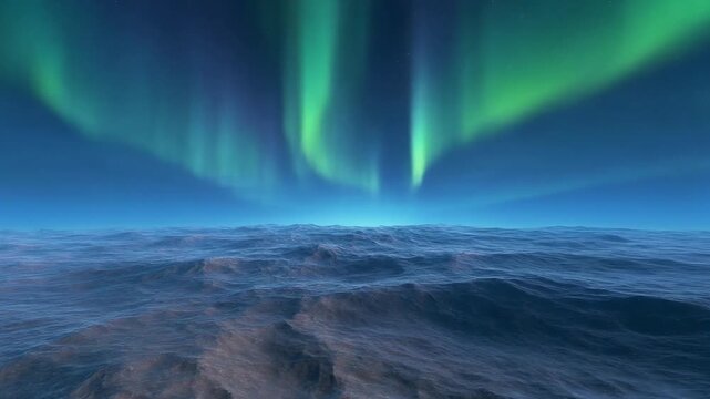 幻想の地平線を彩るデジタルオーロラの光景
