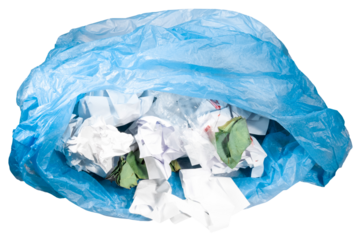 Plastic Bag Filled with Garbage and Waste: A Visual of Environmental Impact on a Transparent Background