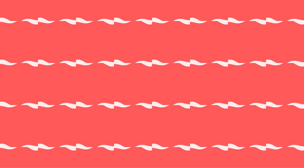 Seamless Simple Abstract Wavy Stripes Pattern, White on Vibrant Coral Red Background