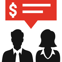 Business Discussion with Dollar Sign Icon Overhead Representing Financial Conversation and Transaction on Transparent Background
