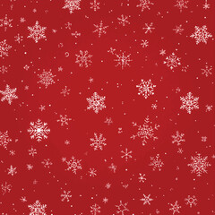 Christmas Snowflake Border Vector,Merry Christmas Seamless Pattern Design,White Snowflakes on Red Background Vector,Elegant Winter Border Vector Illustration,Festive Christmas Border Design.