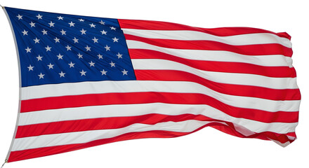 Waving American Flag Isolated on White Background - The Stars and Stripes