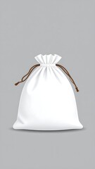 White drawstring bag, neutral background, simple, elegant design