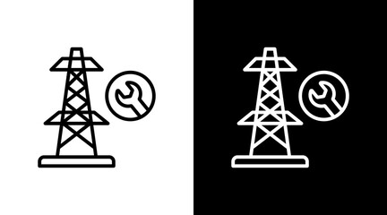 Power Grid Repair  White Icon Set Design