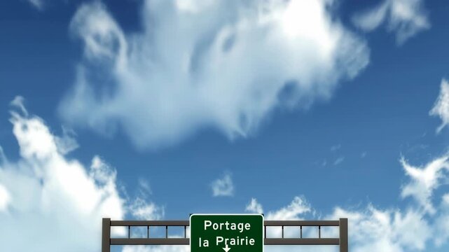 Portage la Prairie Road Sign Against Blue Sky