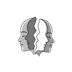 Conceptual Illustration of Split Personalities and Mental Health.
