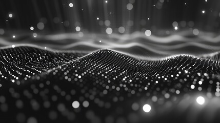 Digital wave data particles flowing abstract technology background