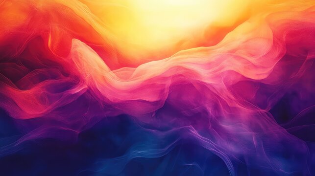 Vibrant abstract waving colorful smoke or gauze texture