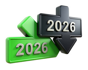 2026 arrow business concept symbol for investment growth and financial risk forecast