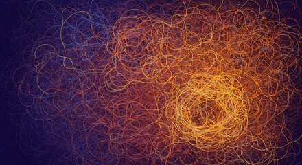 Swirling abstract energy lines dynamically shifting from cool blue to fiery orange creating captivating glowing effect. AI Generated