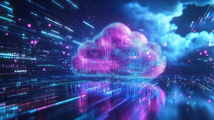 Cloud data computing connecting digital stream technology