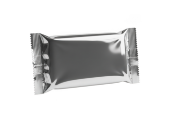 Silver foil wrapped candy bar isolated on transparent background