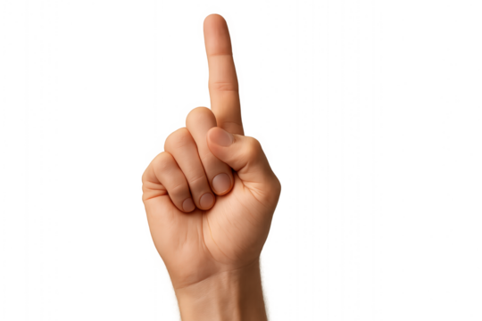 Hand with index finger raised, isolated