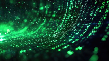 Digital stream of green data connecting information flow