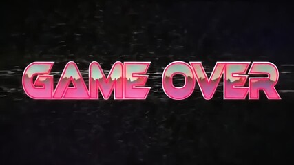 Game over retro screen A nostalgic 80s game end screen against a dark backdrop with glitchy effects perfect for vintage-themed content and video game nostalgia - Powered by Adobe