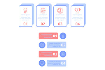 Infographic illustrating four essential concepts for achieving success, using clear icons and numbered sections. Each section including brief descriptive text for easy understanding