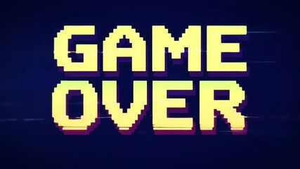game over text a pixelated 80s retro screen display with a vintage arcade vibe evoking nostalgia and a sense of defeat perfect for gaming blogs - Powered by Adobe