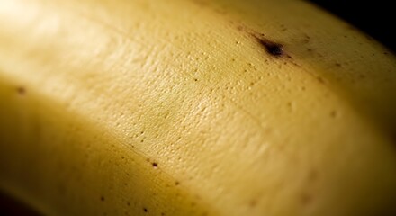 Close up view of a ripe banana peel with subtle texture and blemishes