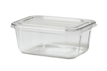 Clear, rectangular plastic food container with a matching lid