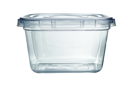 Clear square food storage container with a translucent lid
