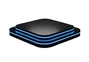 Futuristic neon podium display isolated on transparent background