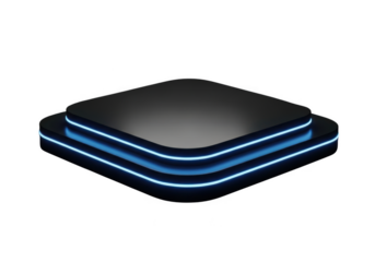 Futuristic neon podium display isolated on transparent background