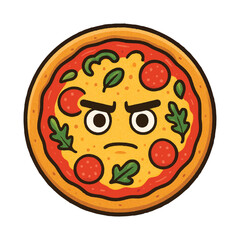 Angry Pizza Character Cartoon Illustration Mascot