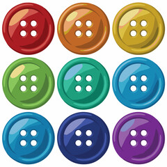 Vector a collection of nine colorful shiny buttons arranged in a three by three grid pattern design