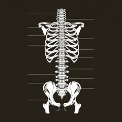 Lumbar vertebra labeled vector drawing