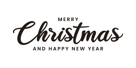 Merry Christmas and Happy New Year typographic holiday greeting text © SBurox