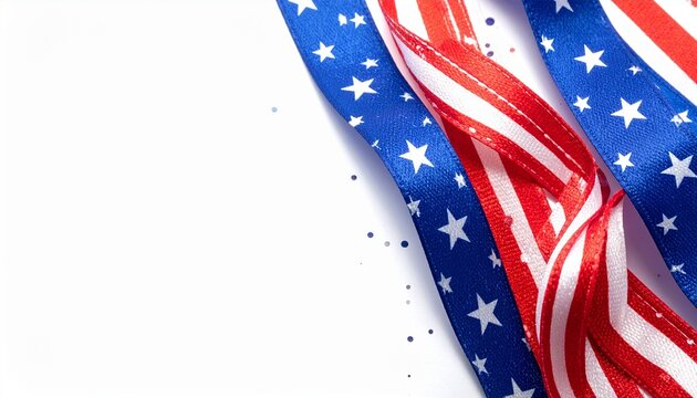 Infinity ribbon in American flag colors with watercolor splashes on white background, symbolizing patriotism.