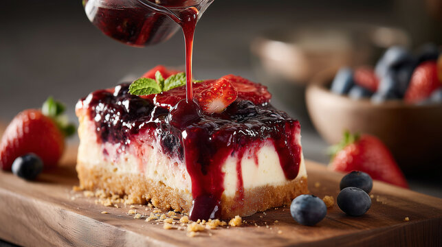 Slice of cheesecake dessert delicious sweet food concept