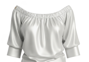 White off the shoulder blouse isolated on transparent background