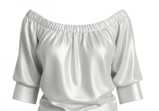 White off the shoulder blouse isolated on transparent background