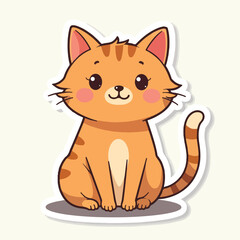 Cute Cartoon Orange Tabby Cat Sticker Illustration