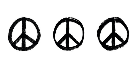 Set of hand drawn peace sign No war symbol Hippie clipart in doodle style Single element for print, web, design, decor