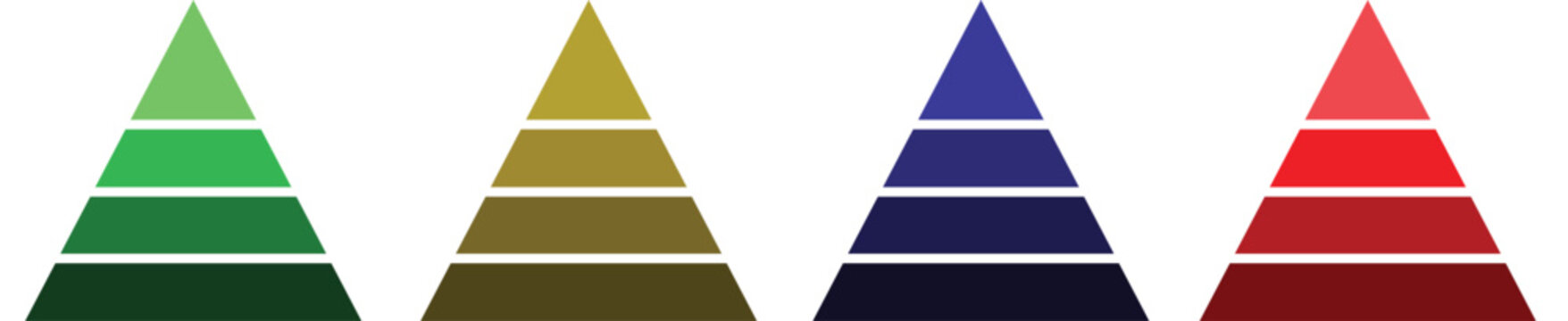  Triangular Pyramid Infographic Icons Set &ndash; Colorful Business Hierarchy, Layered Triangle Diagram Templates and Vector Charts.