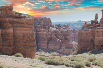 Picturesque landscapes of the Grand Canyon. Beautiful natural background.