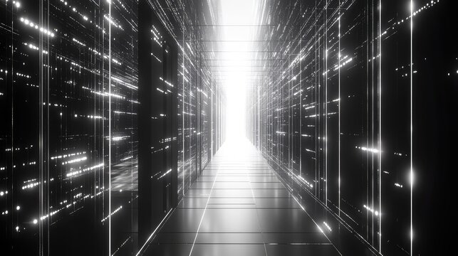 Digital data moving through server network tunnel - Powered by Adobe