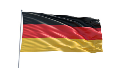 Waving Flag of Germany Isolated on White - Black, Red, and Gold Tricolor National Symbol